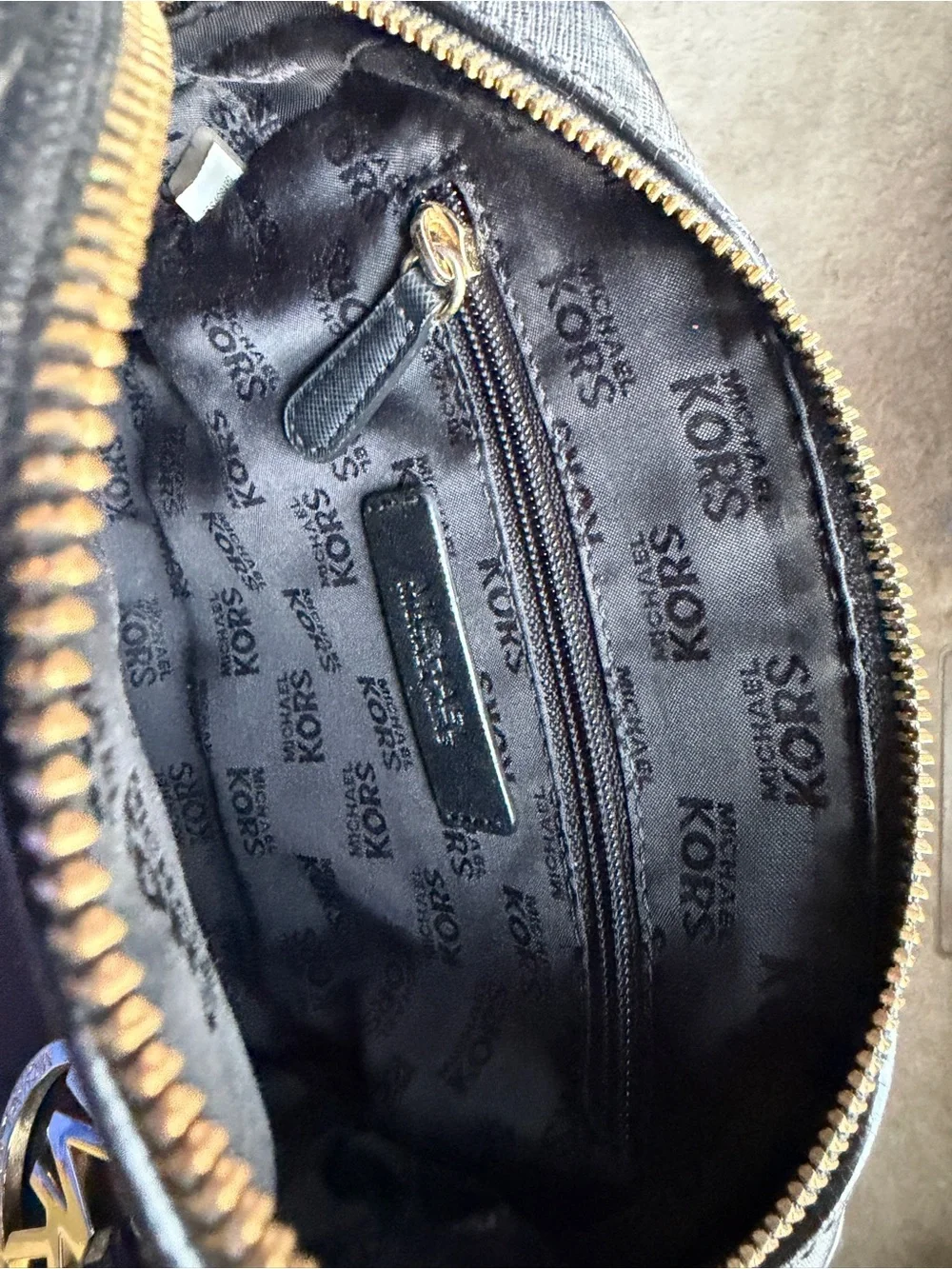 Michael Kors Black Dome Crossbody Satchel with Gold Hardware